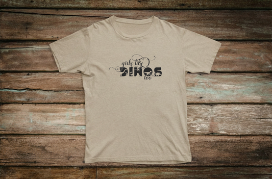 Girls Like Dinos Too Youth Tee